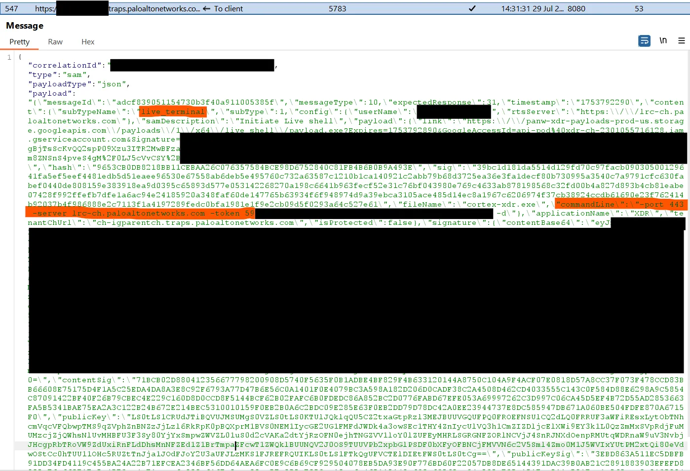 Websocket message (Source - Info Guard Labs)