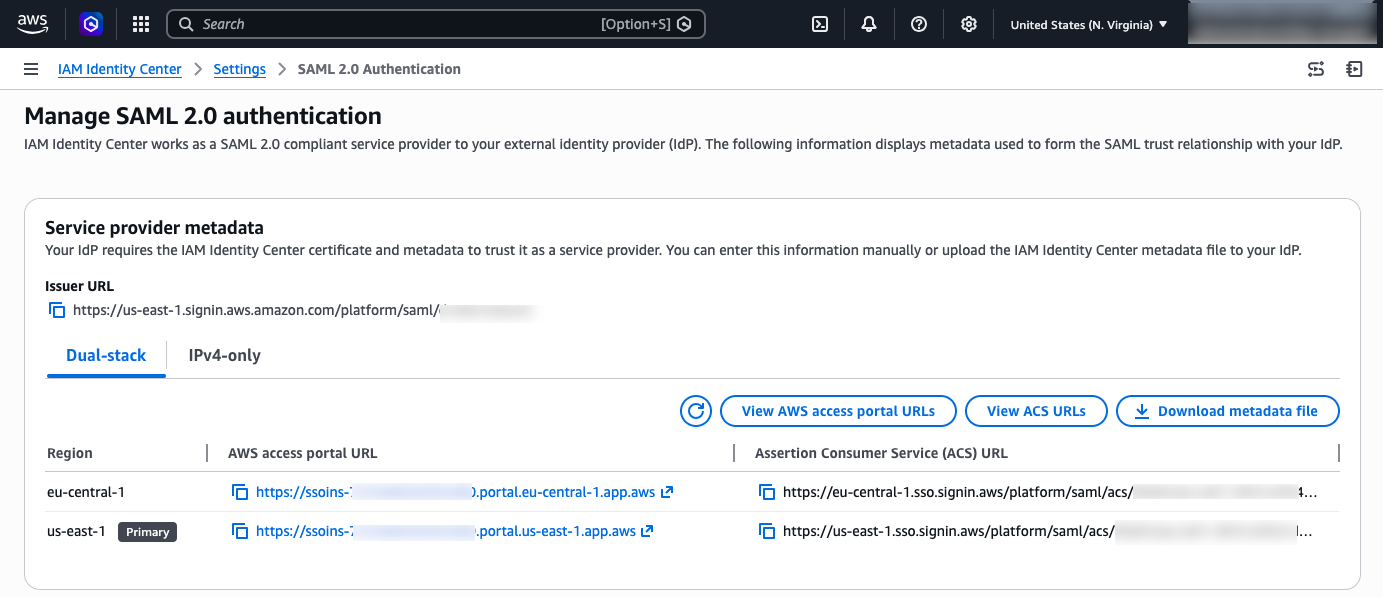 Figure 5: Identity Center URLs